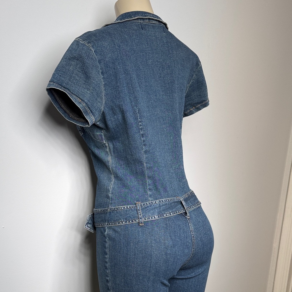 Hot Kiss Denim Short-Sleeve Jumpsuit in Blue - Picture 9 of 10